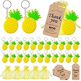 CiciBear 72 Pack Pineapple Party Favors with 24 Keychains, 24 Thank You Tags and 24 Bags for Hawaiian Luau Aloha Party, Tropical Flamingo Summer Bachelorette,Birthday