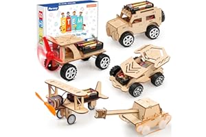 Poraxy 5 in 1 STEM Kits for Kids Age 8-10, Science Building Project Craft for 8-13, Model Car Kit, STEM Toys for Boys Girls Age 8-12, Wooden 3D Puzzles, Birthday Gifts for 6 7 8 9 10 11 12 13 Year Old