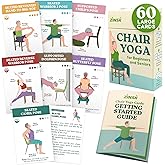 60 Chair Yoga Exercises – Gentle Workouts for Flexibility, Balance & Strength – Big 4″ x 6″ Cards with Step-by-Step Large-Text Instructions – Guidebook & 10 Pre-Made Routines for Seniors & Beginners