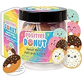 Positive Donut Jar, Funny Pun Gifts for Women, Teens, Coworkers, 60 Daily Affirmation Cards for Self Love, Anxiety Relief, Office Desk Decor, Birthday or Thank You Gift