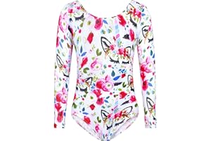 TENVDA Gymnastics Leotards for Girls Sparkly Unicorn Rainbow Long Sleeve Kids Tumbling Outfit Age 2-9 Years Old