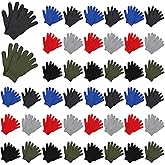 Handepo 100 Pair Winter Gloves Bulk Warm Knitted Stretchy Gloves Bulk for Men Women Homeless Charity Donation