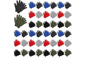 Handepo 100 Pair Winter Gloves Bulk Warm Knitted Stretchy Gloves Bulk for Men Women Homeless Charity Donation