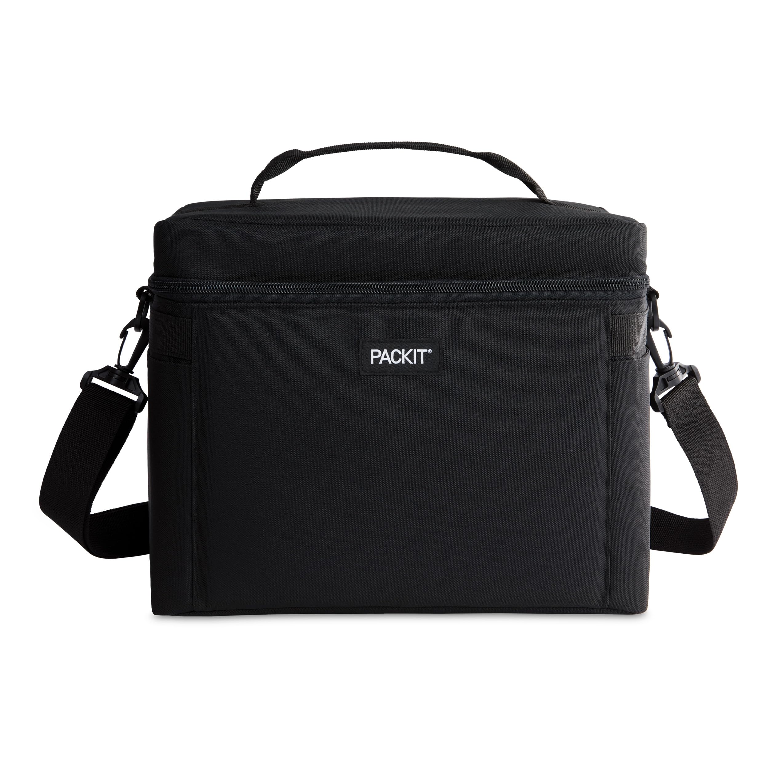 Photo 1 of PackIt Freezable Newport Cooler, Black, Collapsible, Reusable, Built with ECOFREEZE® Technology, Wide Top Opening, Double Zip Closure, with Adjustable & Removable Shoulder Straps for Easy Carrying