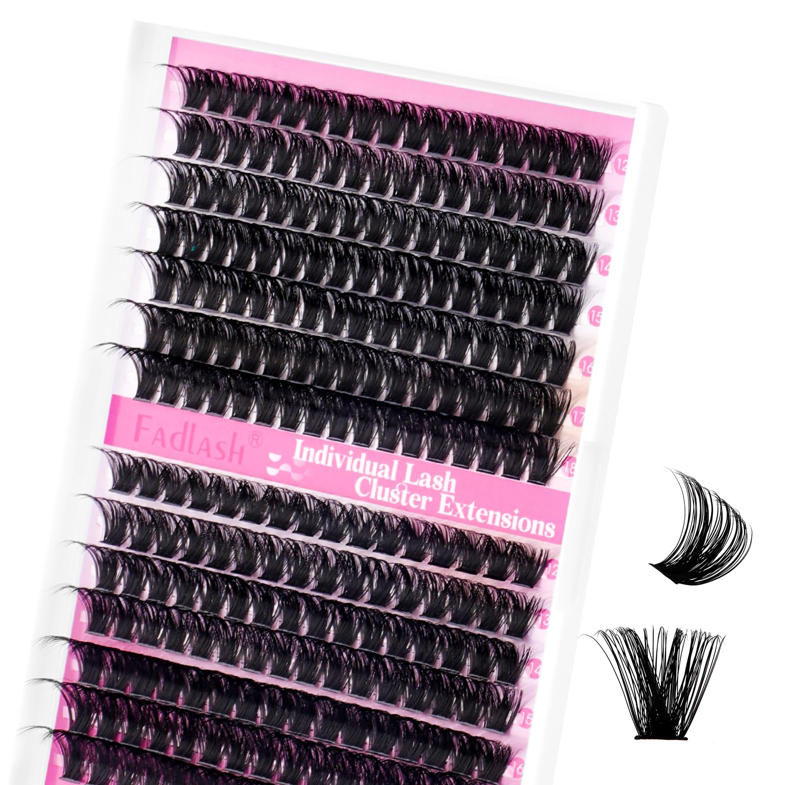 FADLASH 80D+100D 0.07mm D Curl 12-18mm Russian Volume Natural Wispy Fluffy Cluster Lashes DIY Eyelash Extensions — image 1