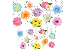 HADDIY Spring Flower Birthday Party Decorations,30 Set Summer Party Hanging Swirl Ceiling Decorations for Classroom Office Mother Day Decor