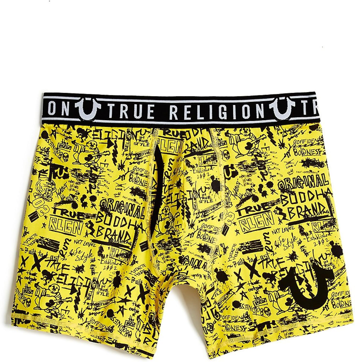 True Religion Men's Hand Drawn Boxer Brief Underwear Yellow S