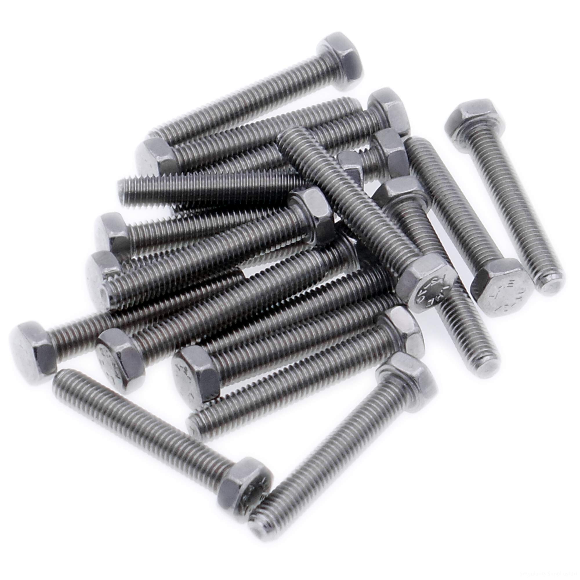 M4 (4mm x 30mm) Hex Bolt (Fully Threaded Setscrew) - Stainless Steel (A2) (Pack of 20)