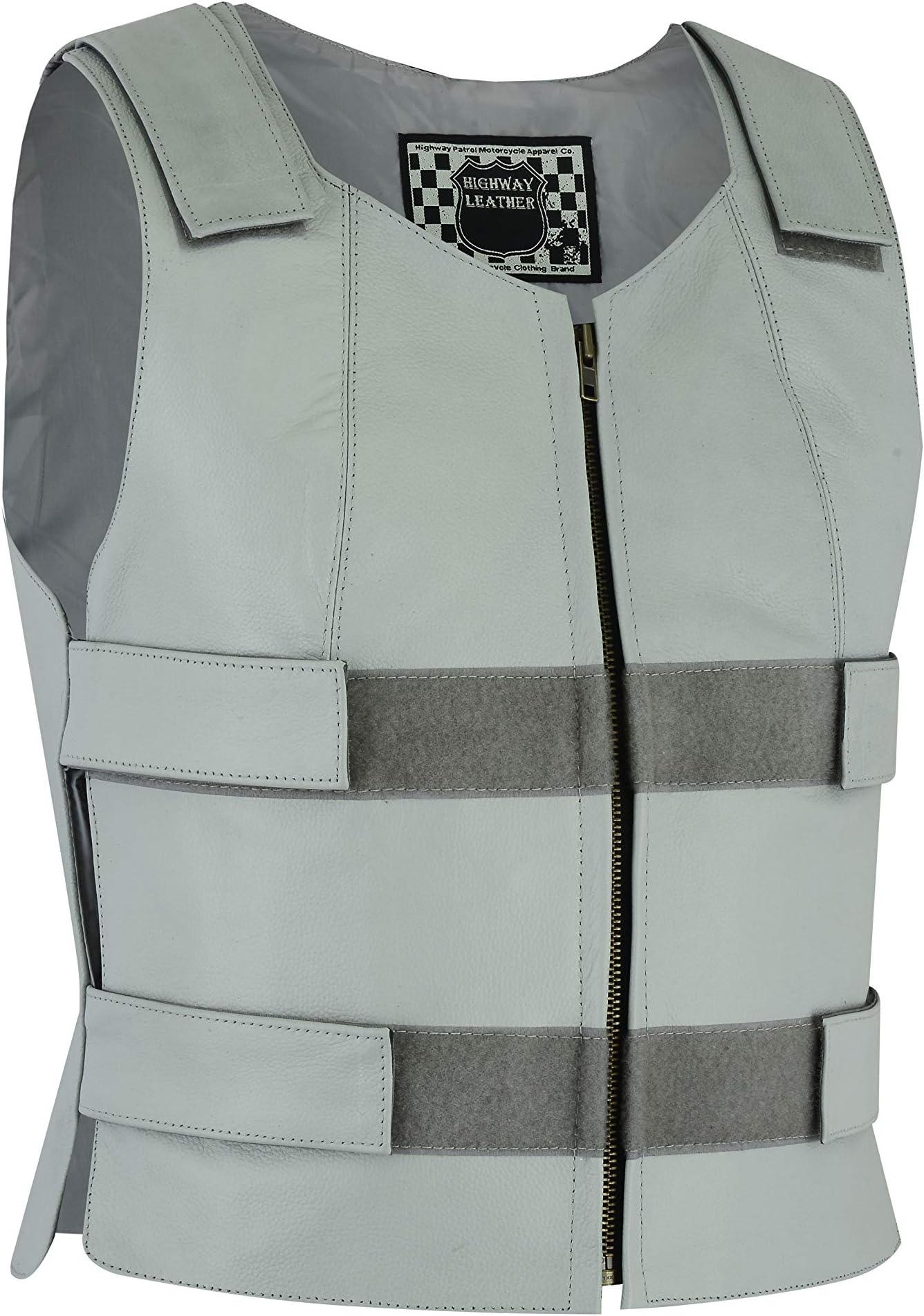 Gray Leather - Women Bulletproof Style Motorcycle Vest