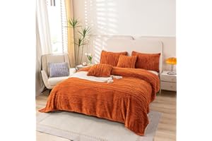 YUSOKI Sherpa Twin XL Blanket(Without Pillows)-3D Stylish Design Super Soft Blanket for Teen Girls Women Couch Bed Sofa Chair Gift(Burnt Orange,65"x90")