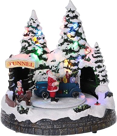 Immagini Di Natale In Movimento.Holyart Villaggio Natalizio Treno Movimento Tunnel Babbo Natale 20x20x20 Batteria Corrente Amazon It Casa E Cucina