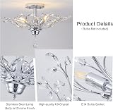 Ganeed Vintage K9 Clear Crystal Chandelier 4 Light Ceiling Fixture Silver view 3