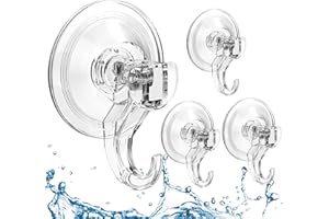 Quntis Suction Cup Hooks 4 Pack, Multi-Purpose Clear Shower Suction Hooks Waterproof Heavy Duty Wreath Hanger for Bathroom, Window, Towel, Shower Wall, Tile, Glass Door, Camper