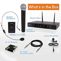Pyle Dual Channel Wireless Microphone System