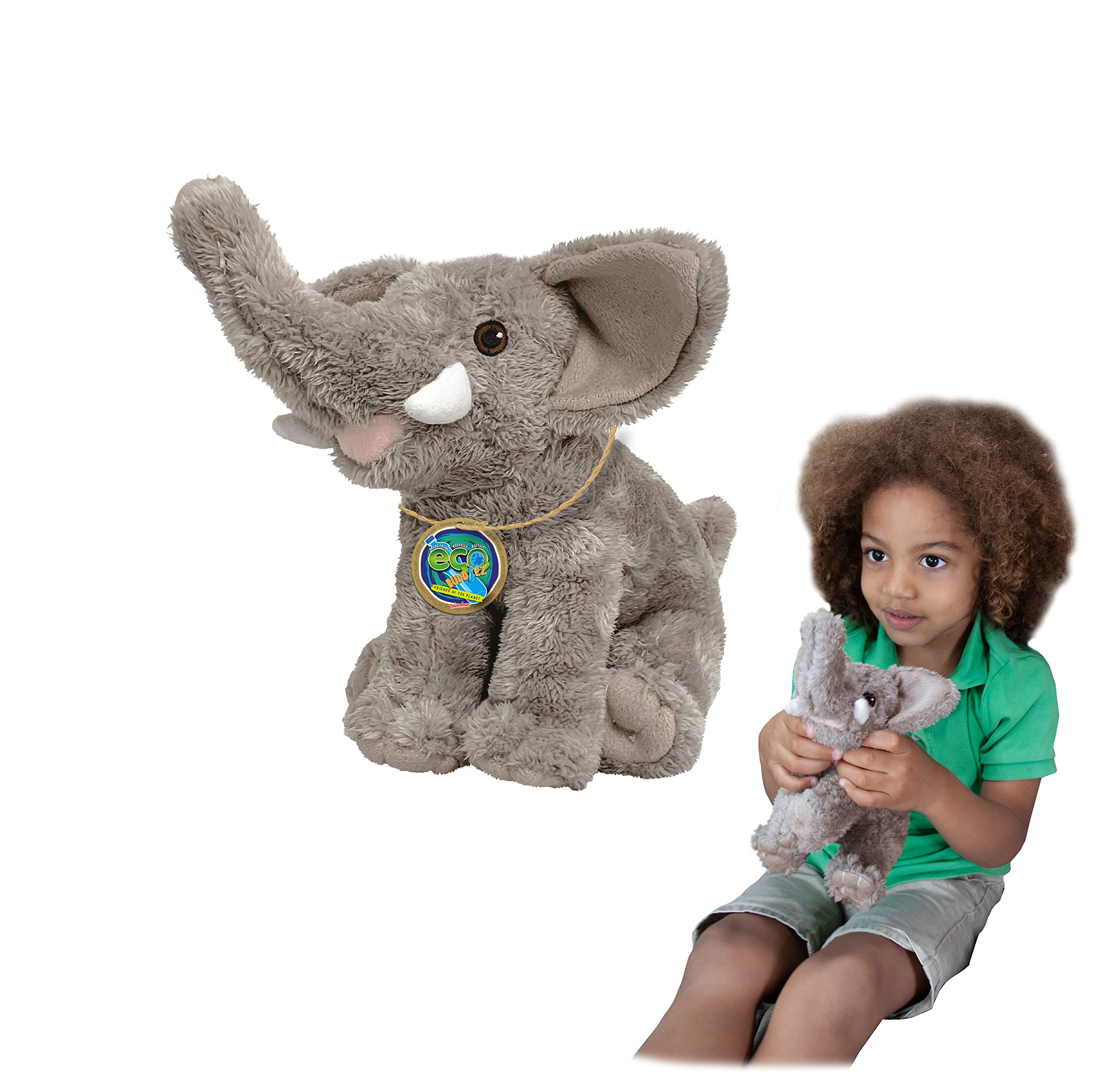 EcoBuddiez - Elephant from Deluxebase. Medium 23cm Soft Plush Animals made from Recycled Plastic Bottles. Eco-Friendly Cuddly Gift for Kids and Cute Stuffed Animal Toy for Toddlers.