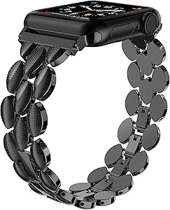 Moolia Compatible with Apple Watch Band 38mm 40mm Metal Fashion Women Replacement Strap Bracelet for iWatch Series 6 5 4 3 2 1 Black