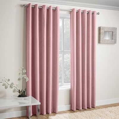 Enhanced Living Vogue Blush Pink Eyelet Thermal Noise Reducing Curtains 46x54