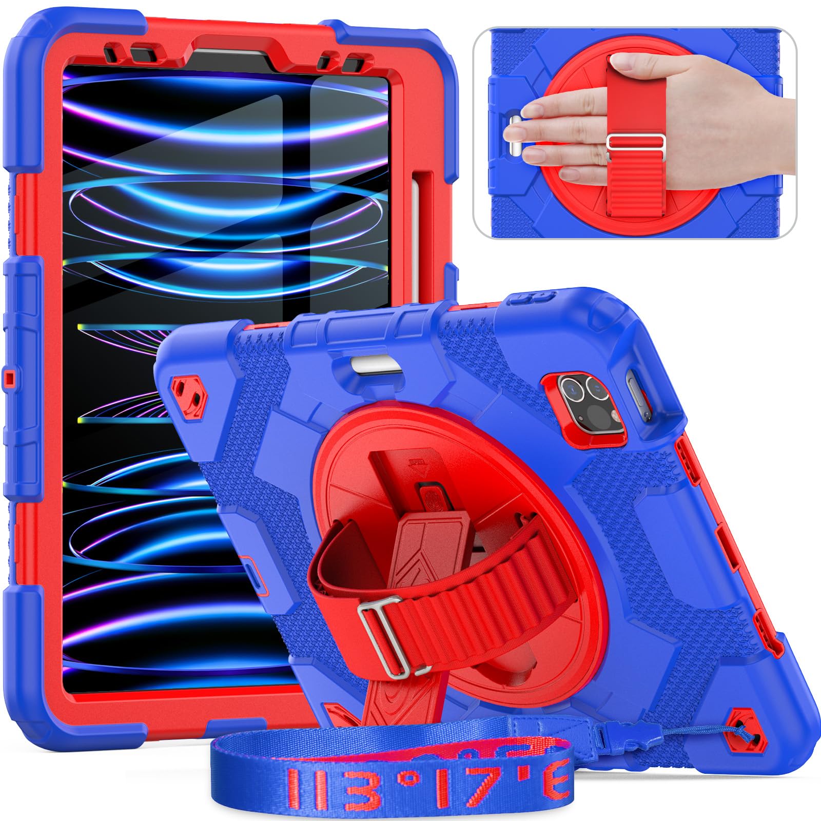 Timecity Case ONLY for iPad Air 4th/5th Generation 10.9 inch during 2022-2020 /iPad Pro 11 inch during 2022-2018, Superman colour scheme, Children's Gifts, Blue/Red