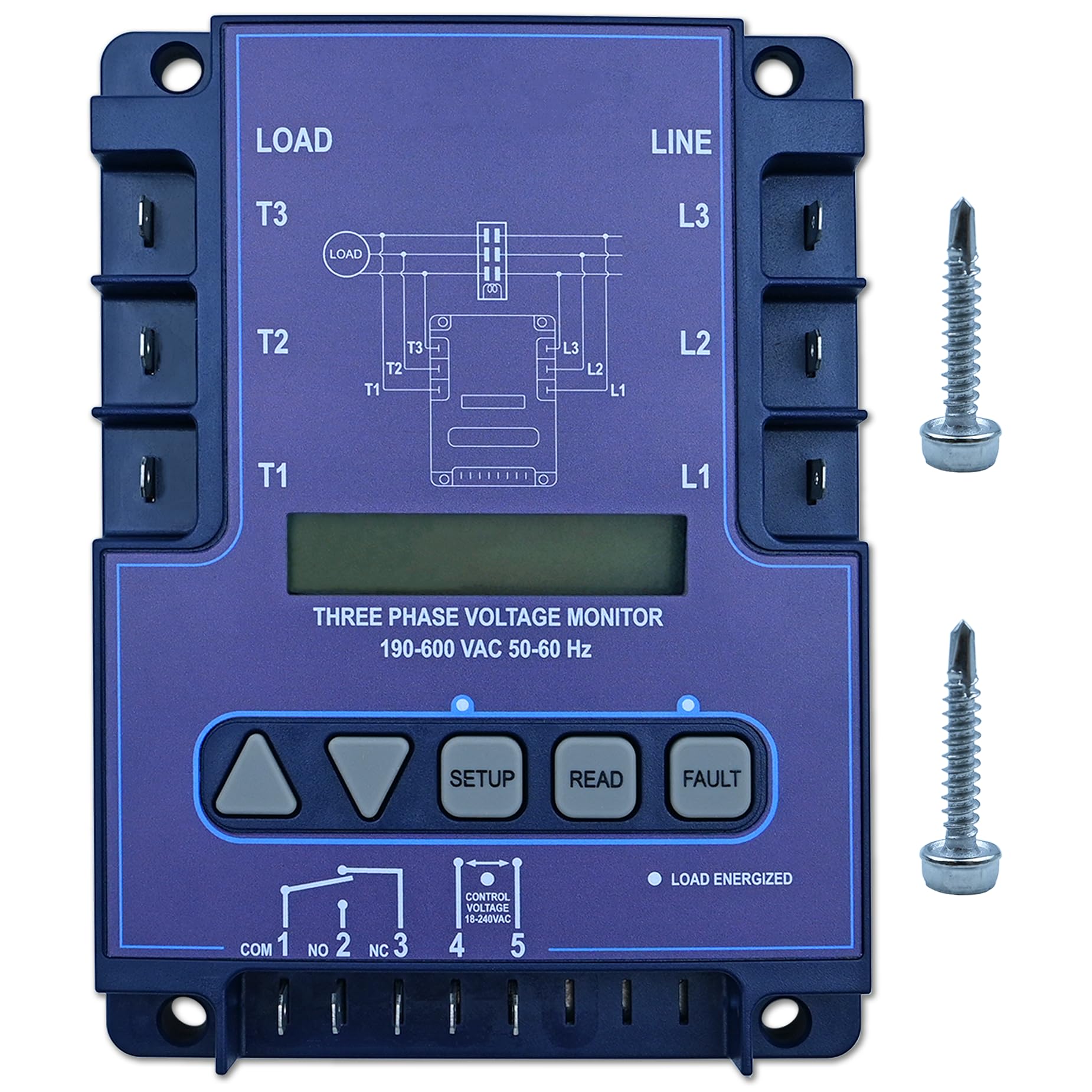 Photo 1 of ICM450A 3-Phase Voltage Monitor with Backlit LCD, 190-600V AC, 25-Fault Memory, Programmable Relay, Replacement for ICM450A, EAC-800, PFM-2000