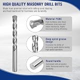 WORKPRO 15 Pieces Hammer Drill Bit Set Masonry Carbide Tip Concrete Brick Tile view 2