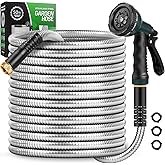 Amayrose Garden Hose with 10-Function Nozzle, Leak-proof Metal Connector Hose, No Knots, Kink-Free Hoses, Lighter, Anti-Pets, Wear-Resistant, 3/4 GHT, Water Hose for Garden, Yard, Outdoor（50 FT）