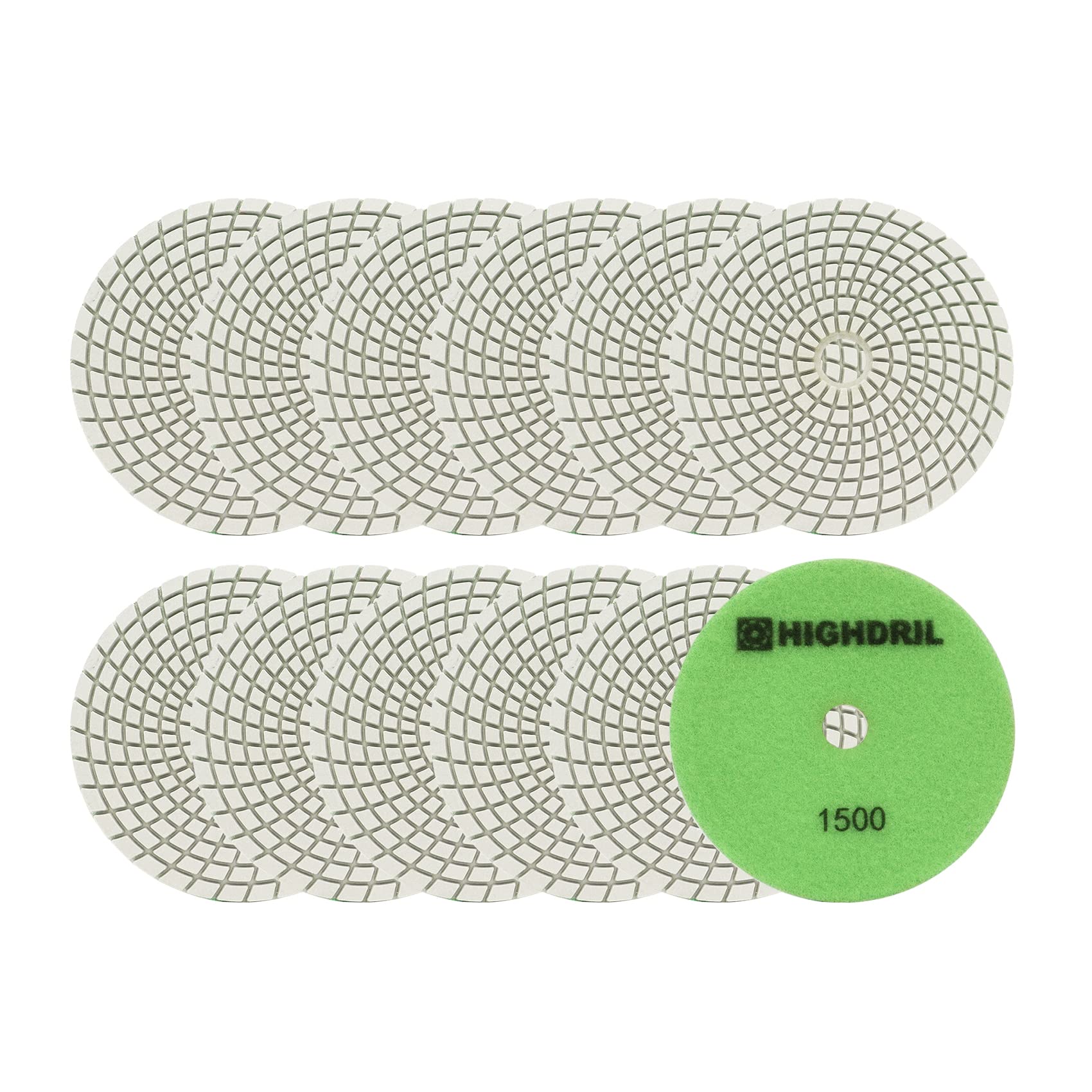 Wet Diamond Polishing Pads,HIGHDRIL 12pcs 125MM #1500,for Granite Marble Sanding used on Grinder or Polisher