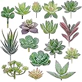 Augshy Artificial Succulents, 16 Pack Fake Succulents Plants Artificial Small Fake Plants Faux Succulents Unpotted for Lotus Landscape Decorative Garden Arrangement Decor