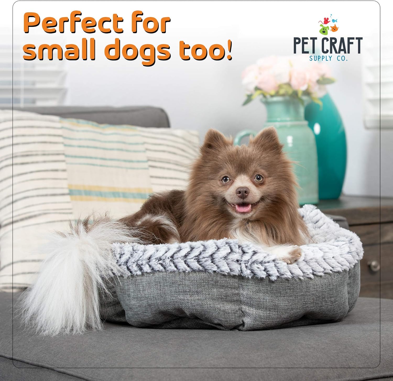 Pet Craft Supply Co. Soho Round Machine Washable Memory Foam Comfortable Ultra Soft All Season Self Warming Pet Bed for Indoor Cat Kitten & Small Dog Puppy : Pet Supplies