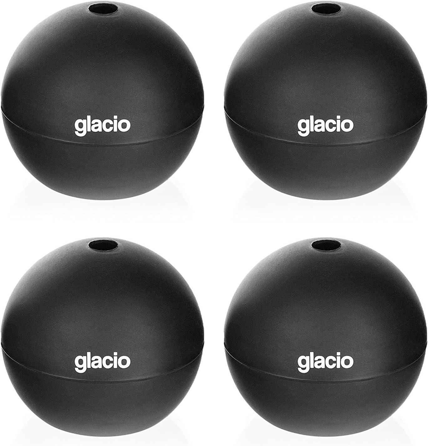 glacio Round Ice Cube Molds - Whiskey Ice Sphere Maker - Makes 2.5 Inch Ice Balls - 4 Pack: Kitchen & Dining