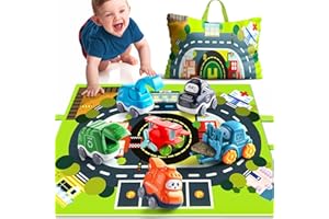 BESSOME Big Cartoon Truck Car Toys for 1 Year Old Boy with Playmat/Storage Bag|Baby and Toddler Toys 12-18 Months & Age 1-2|1st Birthday for Baby Toys 1 Year Old
