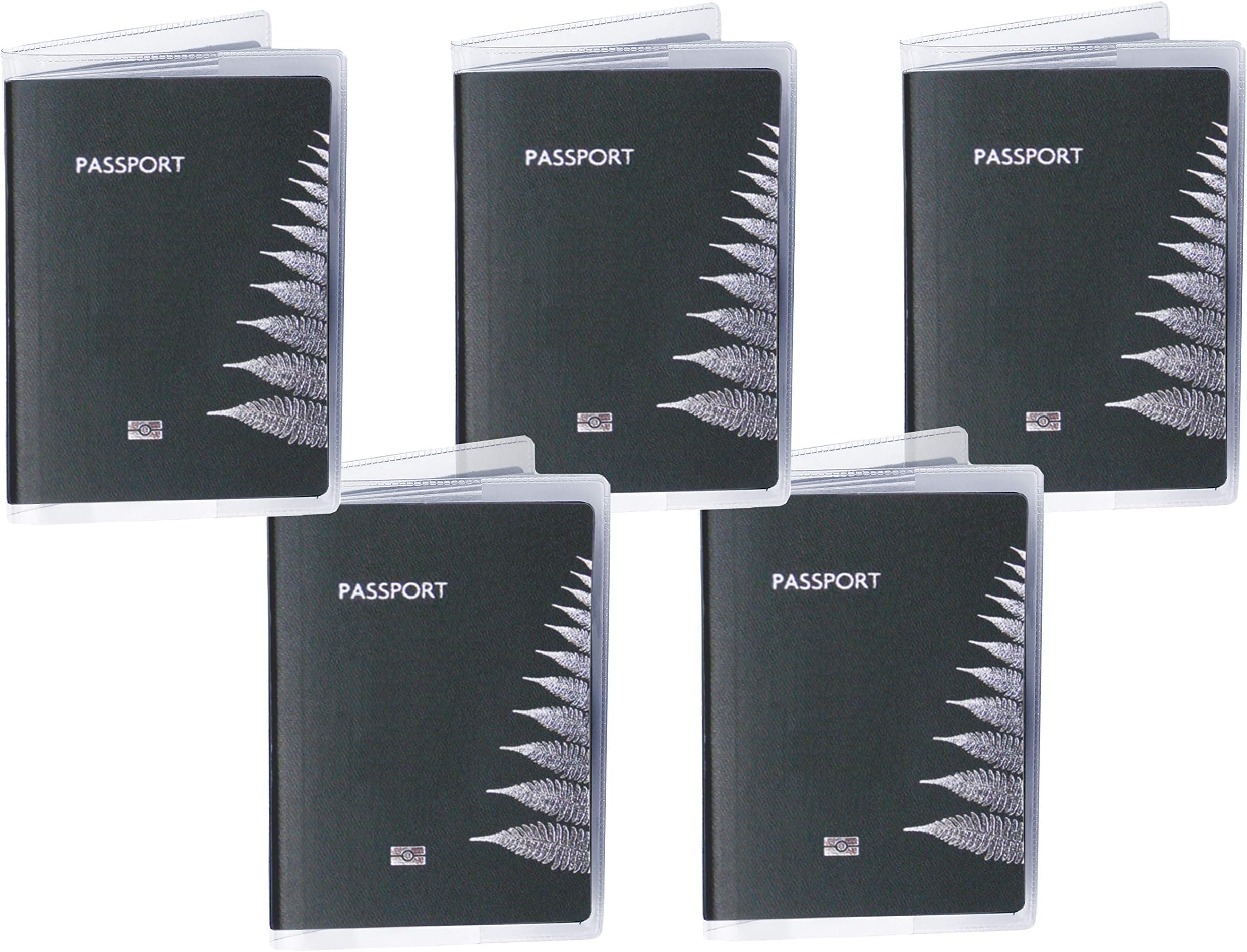 Pack of 5 Transparent Passport Cover Holder Credit ID Card Case Waterproof Travel Organizer (14 x 9.5 cm)