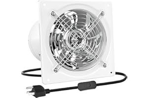 HG Power 8 Inch Exhaust Fan, Kitchen Exhaust Fan With Switch 576CFM Wall Mounted, Extractor Ventilation Fan For Attic, Greenhouse, Basement, Shed, White
