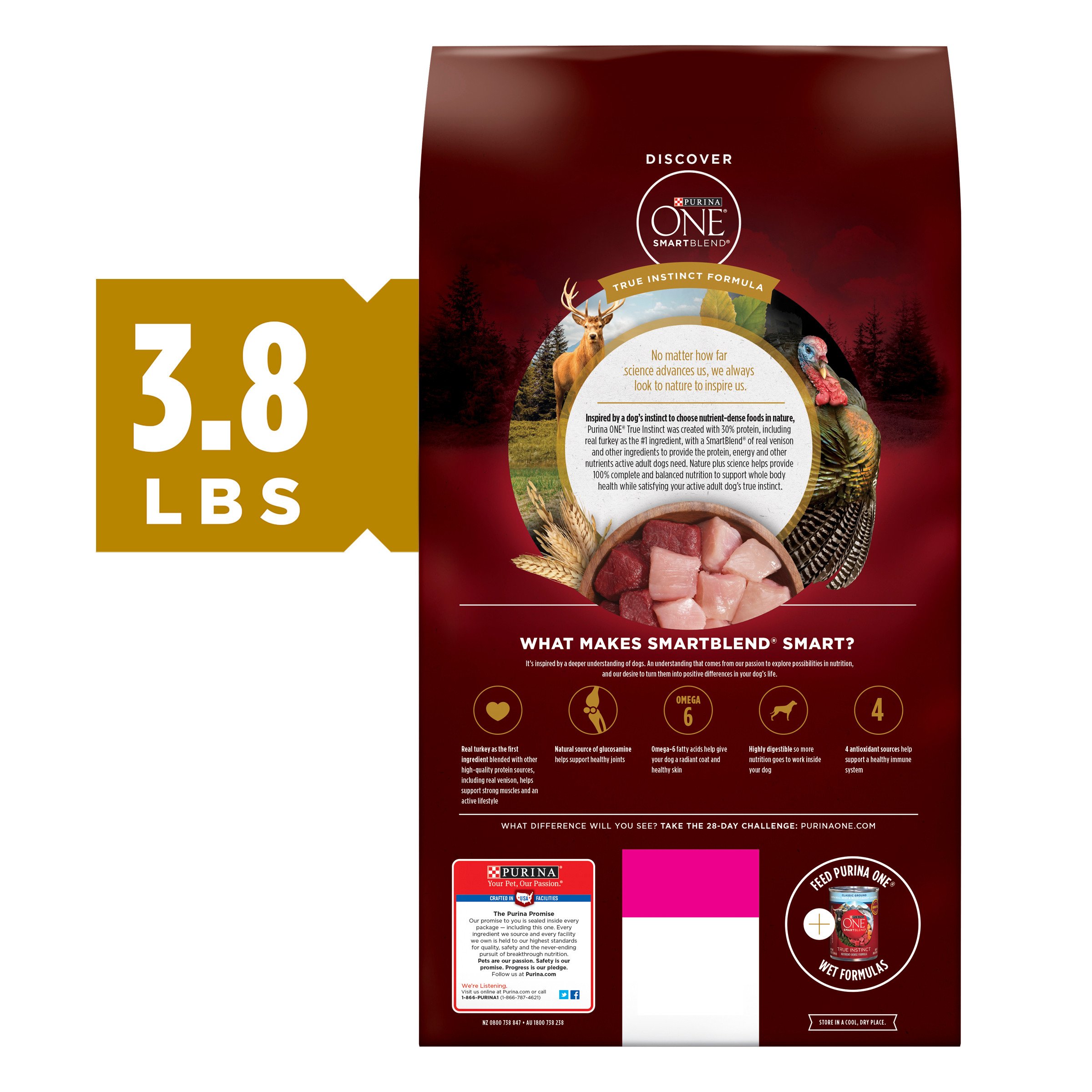 Purina ONE SmartBlend True Instinct Natural With Real Turkey & Venison Adult Dry Dog Food - Image 4