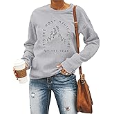 VILOVE Merry Christmas Sweatshirt Women Magical Christmas Shirt Christmas Lights Pullover Xmas Long Sleeve Tshirt