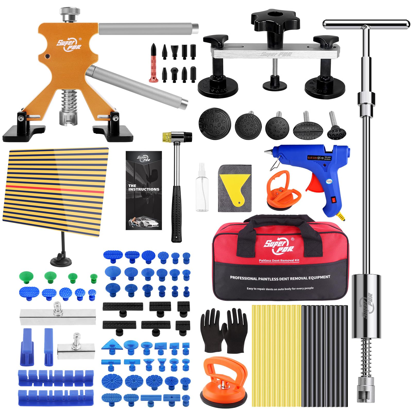 Super PDR 109pcs Paintless Dent Removal Kit Body Repair Dent Removal ...