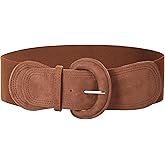 GRACE KARIN Women's Suede Elastic Belt Wide Stretchy Belt Vintage Chunky Buckle Belts S-XXL