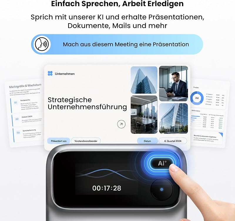 Action Pro KI Diktiergerät, Aufnahmegerät für Notizen, Zusammenfassung — Foto 2 von 8