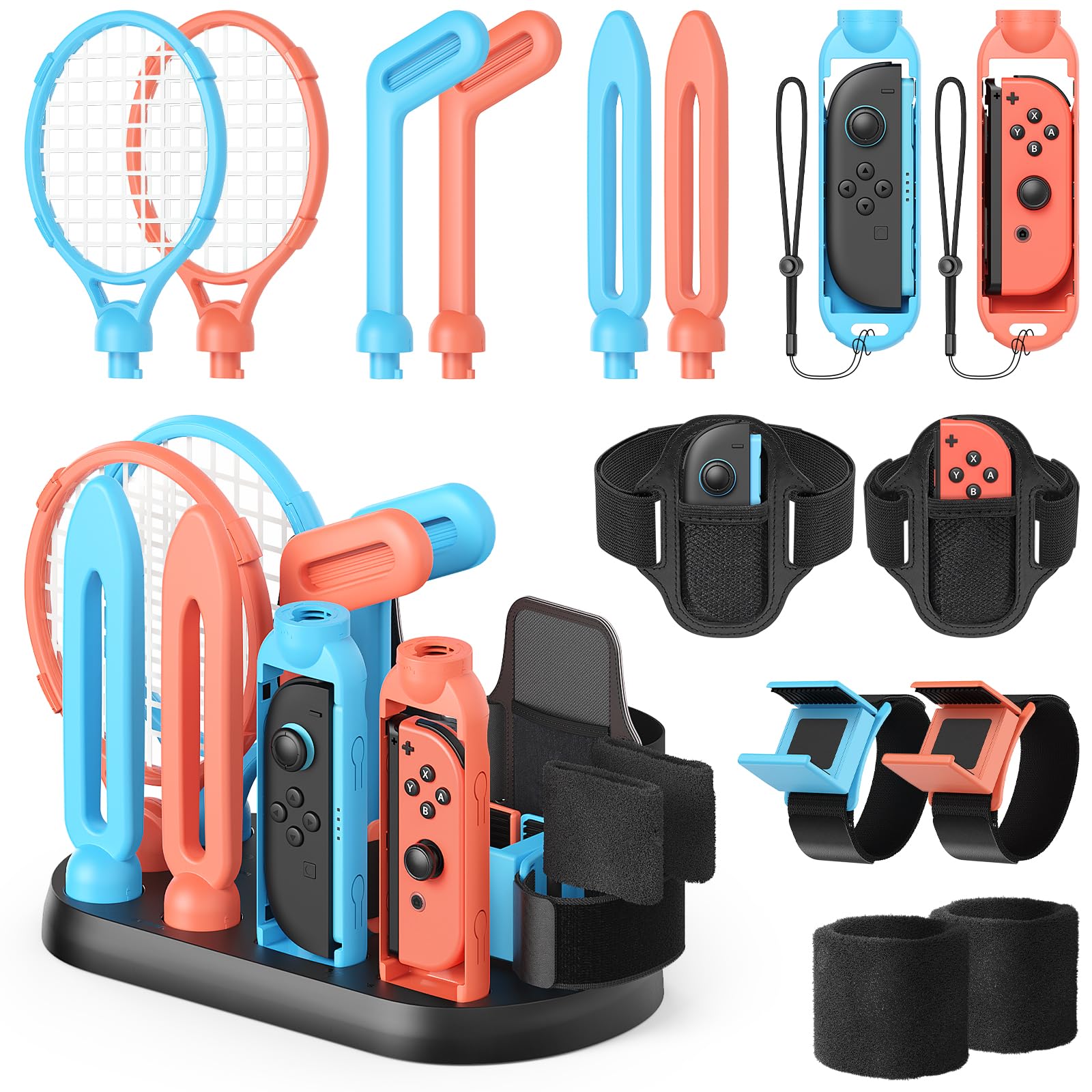 Switch Sports Accessories Bundle for Nintendo Switch 2(2025)/Switch1/OLED with Organizer Station for Joy-Con ,MENEEA Family Party Pack for Nintendo Switch Sports Games[𝗦𝘄𝗶𝘁𝗰𝗵 𝟮/𝟭 𝗖𝗼𝗺𝗽𝗮𝘁𝗶𝗯𝗹𝗲]