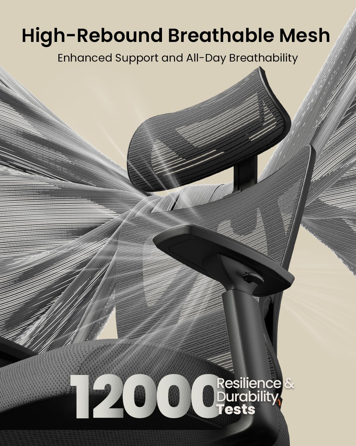 ProtoArc Ergonomic Office Chair for Home Office, High Back Desk Chair with Thick Spring Cushion, Adjustable Headrest, Armrests, Big and Tall Mesh Computer Chairs for Long Hours Sitting, EC100 - Black