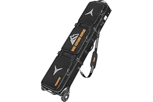 YOREPEK Ski & Snowboard Bag with Wheels, Upgraded All-Terrain Large Wheels, Extendable 160–175cm Water Resistant Padded Ski Bags for Air Travel with Backpack & Shoulder Strap, Mini Pocket for AirTag