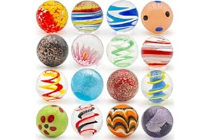DSHMIXIA Large Marbles 1 inch Colored Big Marble Handmade Boy Girl Gift Collection and Home Decor 16pcs