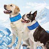 SCENEREAL 2 Pack Dog Cooling Bandana Neck Wraps, Instant Chill Pet Bandanas for Summer Hot Weather, Adjustable Reusable Ice Scarf Bib Gel Cooler for Small to Large Dogs Indoor Outdoor, Blue &amp; Wave L