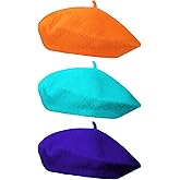 3 Pieces Wool Beret Hat French Style Wool Beanie Cap Solid Color Winter Hat for Women and Girls Casual Use