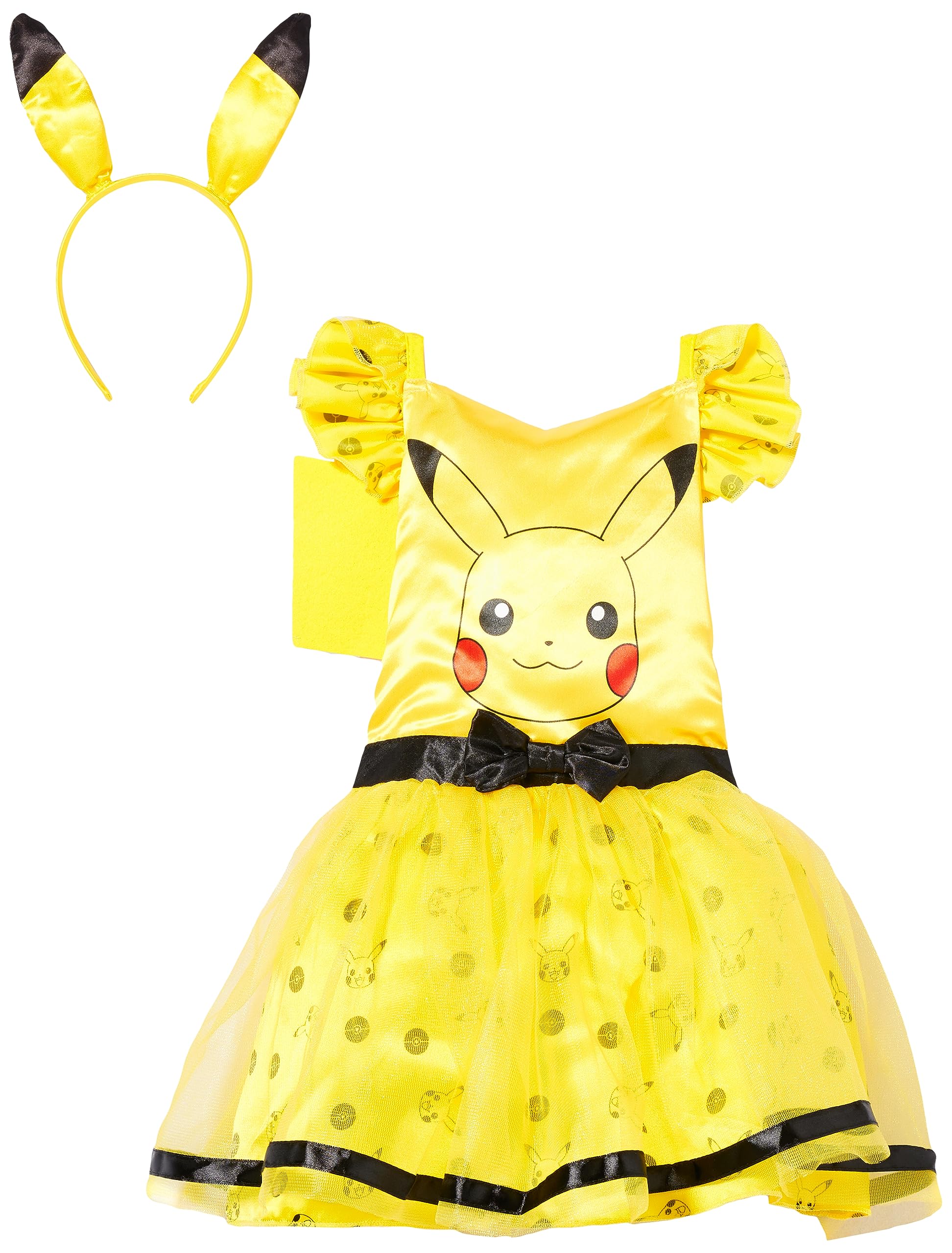 amscan 9911598 - Kids Official Pokémon Pikachu Dress & Headband Girls Fancy Dress Costume Age: 3-4 Yrs, Yellow