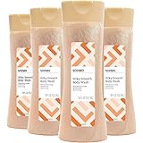 Amazon Brand - Solimo Silky Smooth Body Wash, Peach and Orange Blossom Scent, 18 Fluid Ounce (Pack of 4)