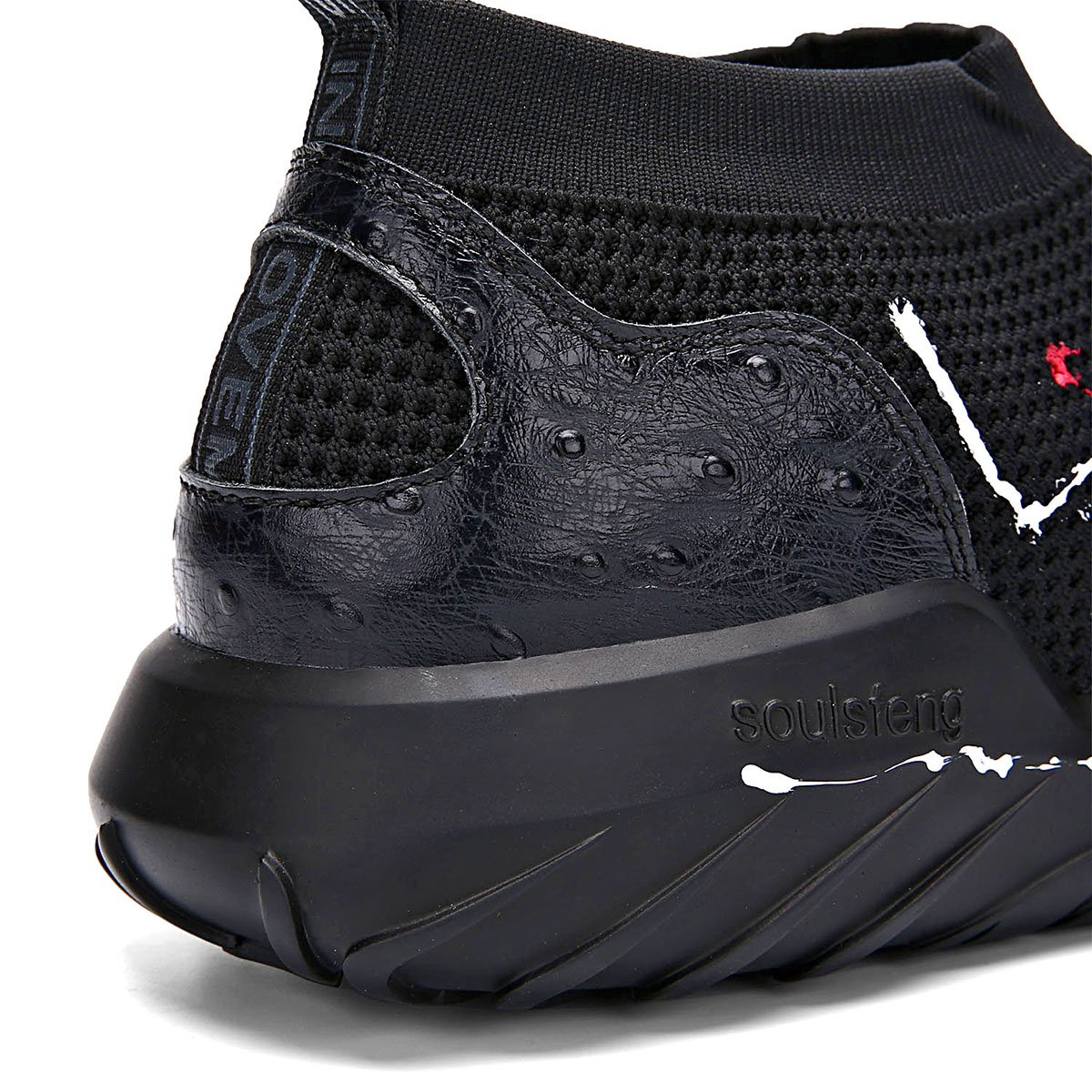 Soulsfeng Men’s Mesh PU Fashion Sneakers Breathable Lightweight Casual Sports Shoes Black (8 B(M) US=EUR39=UK5.5, PH-Black)