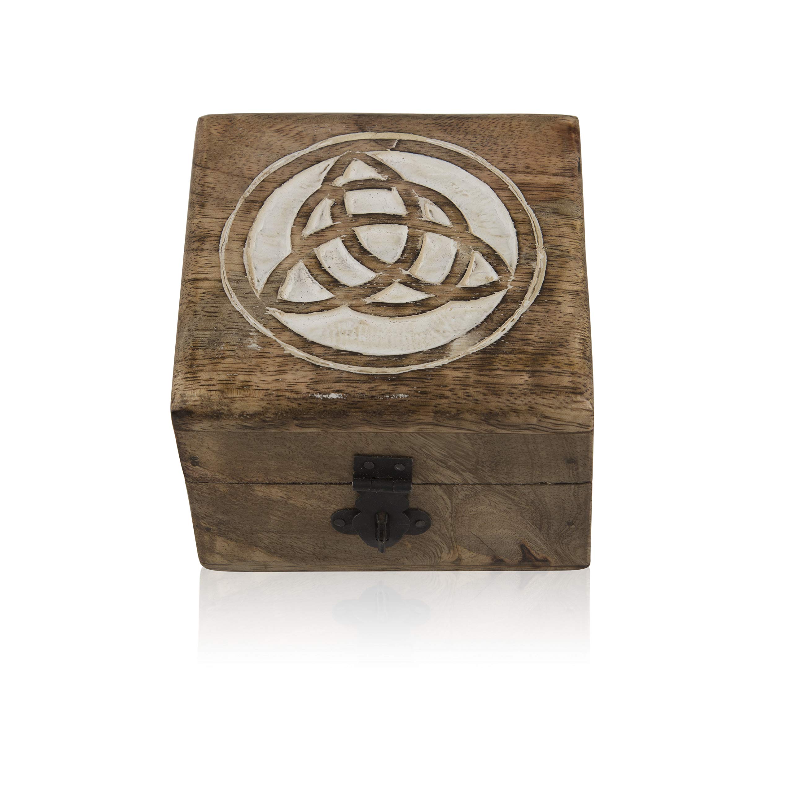 Birthday Gifts Handmade Decorative Wooden Jewelry Keepsake Box With Lock & Key Jewelry Organizer Treasure Chest Trinket Holder Watch Storage Box Housewarming Gifts (White Wash Finish)