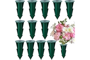 LFUTARI 12 Pcs Memorial Artificial Flower Holder, Patio Garden Floral Ground Spikes, Cemetery Flower Container Stakes for Out