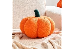 Lfsaaj Halloween Pumpkin Pillows, Orange Fall Decoration Pumpkin Shaped Throw Pillow, 8" Cute 3D Shaped Cushion for Sofa Couch Bedroom Autumn Thanksgiving