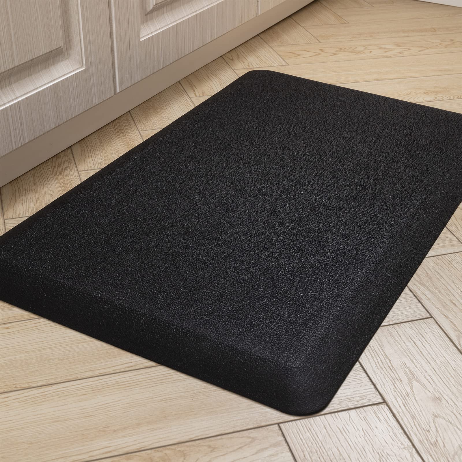 Carvapet Anti Fatigue Kitchen Mat 20MM Thick Cushioned Kitchen Standing Mats Floor Mats PVC Waterproof Runner Rug for Standing Desk, Kitchen, Office(Balck,44x70x2cm)